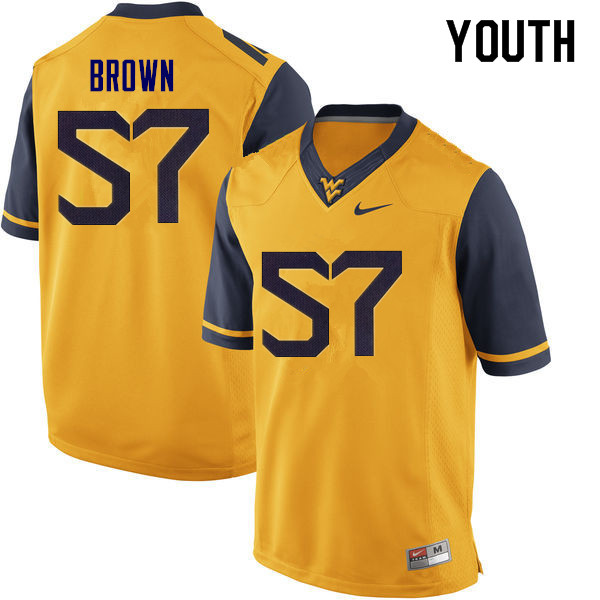 NCAA Youth Michael Brown West Virginia Mountaineers Yellow #57 Nike Stitched Football College Authentic Jersey PX23K24BX
